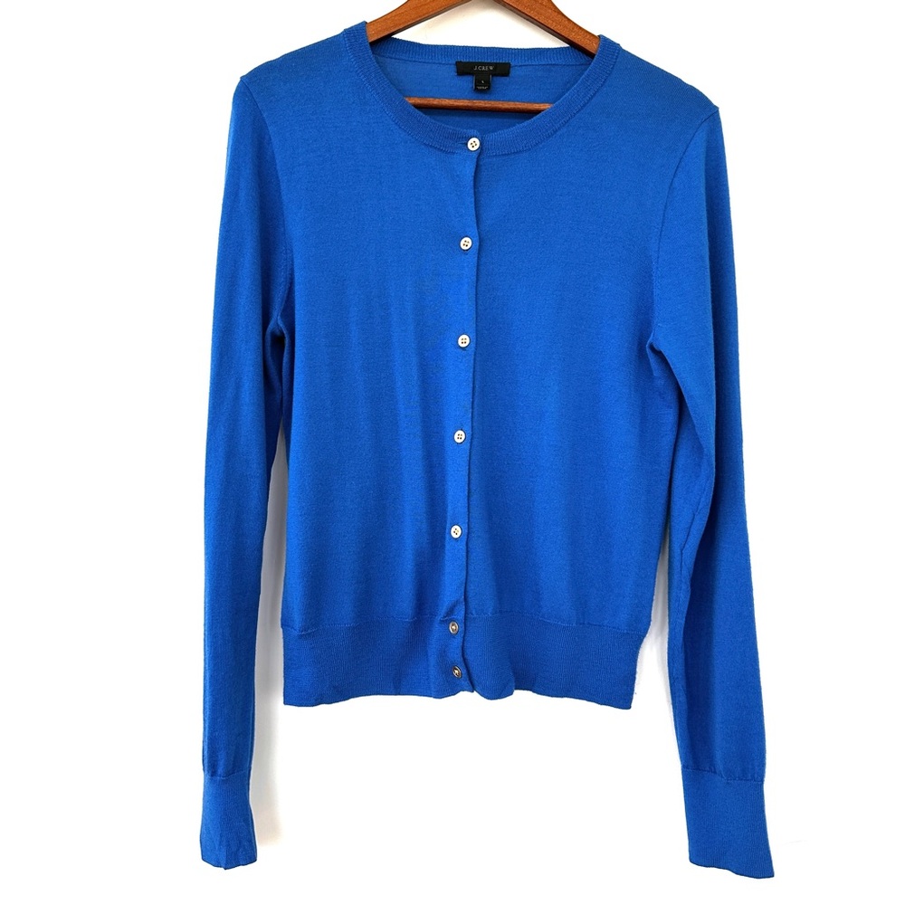 J. Crew Vibrant Blue Knit Cardigan in 💯 Merino Wool